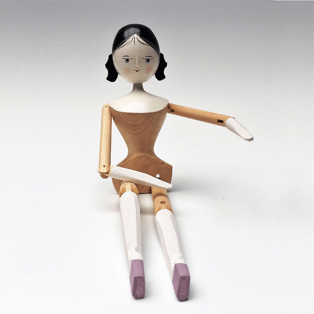 The Original Wooden Doll of Val Gardena with Curls