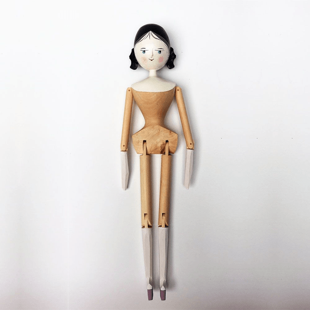 The Original Wooden Doll of Val Gardena with Curls