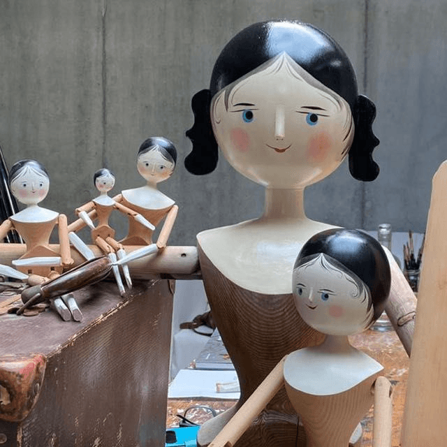 The Original Wooden Doll of Val Gardena with Curls